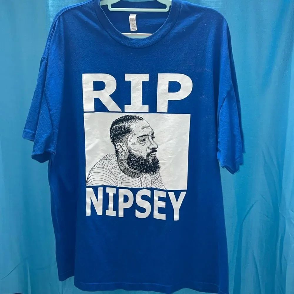 Nipsey Hussle fan t-shirt blue white